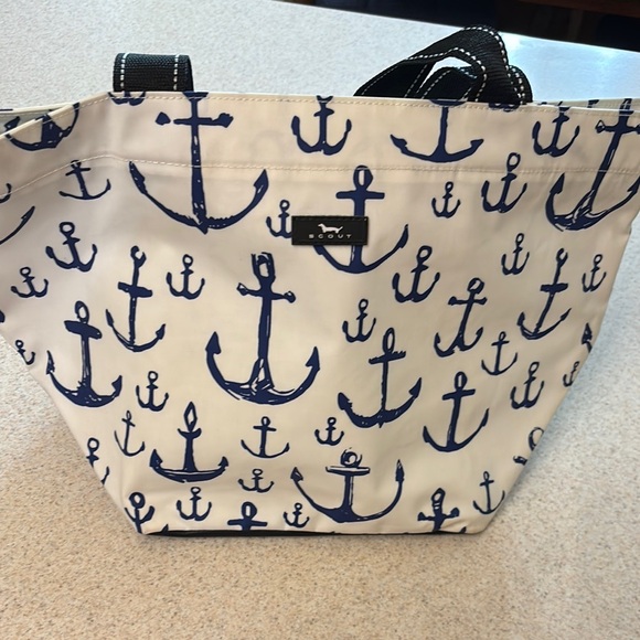 Nautical Anchor Print Tote Bag - White and Navy - Picture 3 of 11